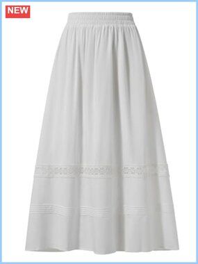 Boho Flowy Tiered Maxi Skirt Lace Renaissance Faire with Pockets